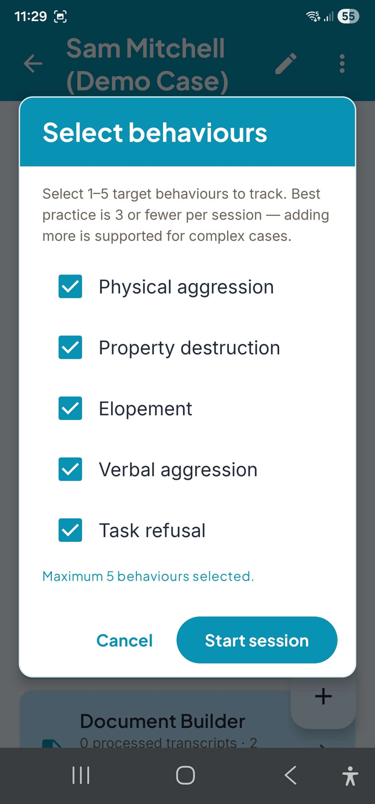PBSTrack — select target behaviours