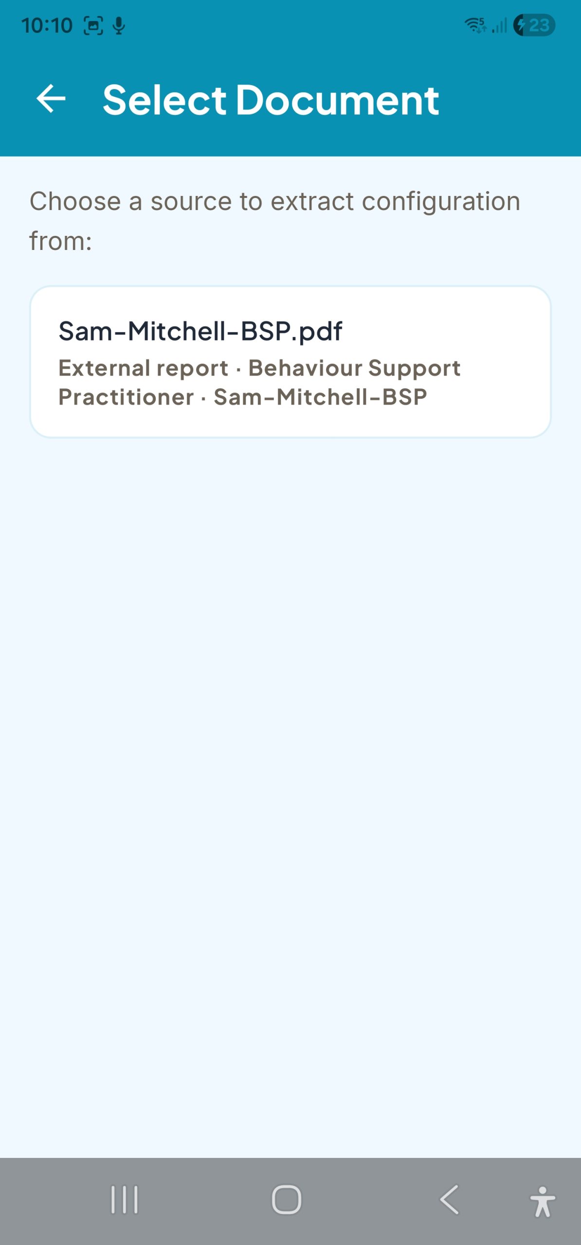 PBSTrack &mdash; assessment config extraction, selecting uploaded reports